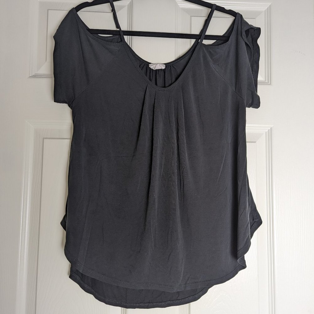 Womens black cut out sleeve blouse